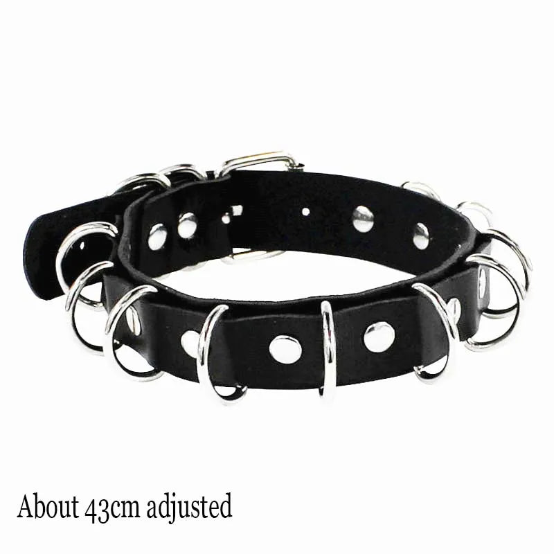 Gothic Bat Heart Lock Punk Choker | Black Leather Collar Necklace additional angle