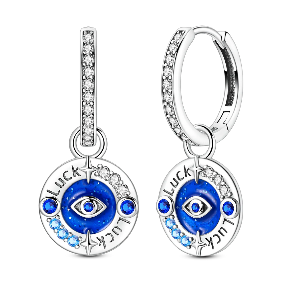 Original 925 Sterling Silver Blue Zirconium Butterfly Earrings Colored Hoop Earring additional angle