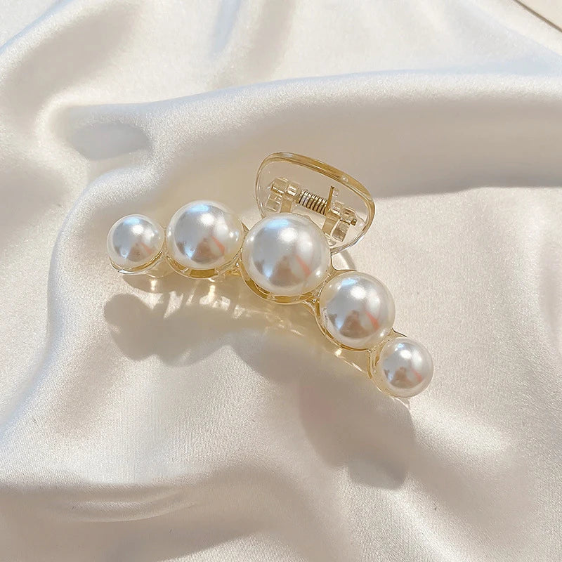 1/4pcs White Pearl Hair Clip Claw for Woman Korean Elegant Shark Clip Fashion Girl's Ponytail Clip Hair Accessories