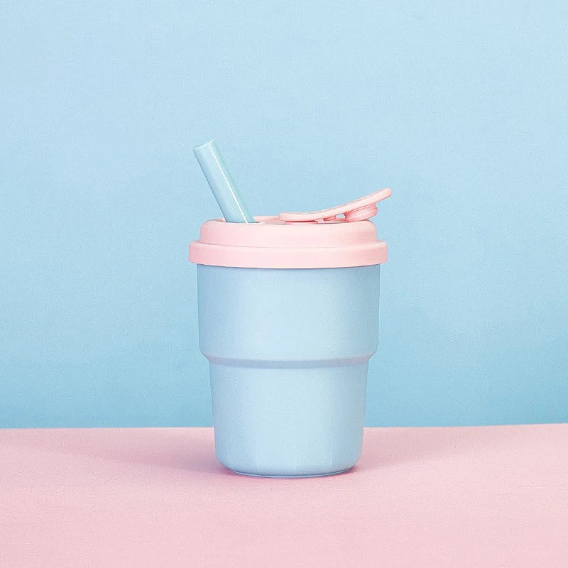 400ml Coffee Mug With Lid Straw Silicone Cold Juice Milk Tea Mug Leak-Proof Drinking alternate view