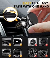 Magnetic Car Phone Holder 360° Roation Adjustable Magnet Stand Car Air Vent Clip Mount f detail view