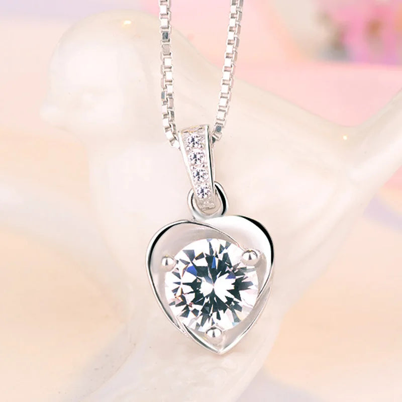 925 Silver Necklace Zircom for Women 18k Gold Plated Jewelry Pendant Birthday Party Gi close-up view
