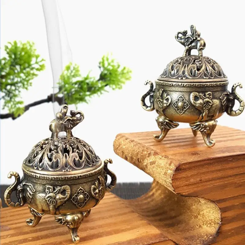 Elephant Lotus Incense Burner | Metal Incense Holder for Yoga Meditation lifestyle view
