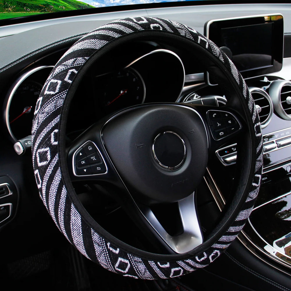 1 Linen Breathable Fabric Bohemian Style Automotive Supplies Without Inner Ring Steeri close-up view