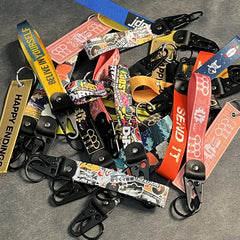 Nylon Key Strap Embroidery Lanyard | JDM Racing Car Keychain