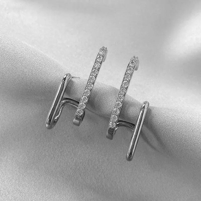 Korean Fashion Seven Star Zircon Earrings | Luxury Crystal Stars Stud Earrings lifestyle view
