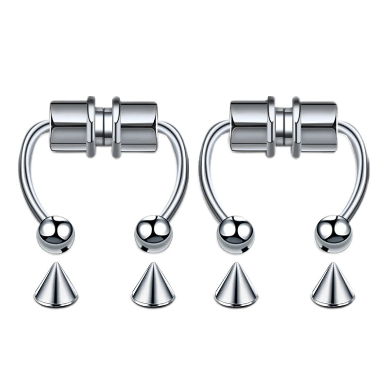 Stainless Steel Magnet Fake Nose Ring Hoop Fake Piercing Hoop Septum Rings For Women Fas detail view