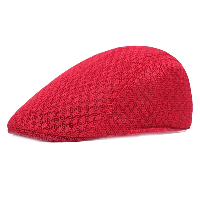 Breathable Mesh Beret Hat for Summer | Unisex Newsboy Flat Cap additional angle