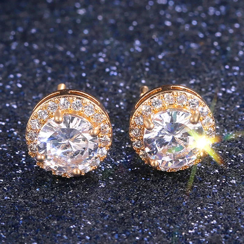 Huitan AAA CZ Stud Earrings for Women | Romantic Elegant Cubic Zirconia Jewelry in 7 lifestyle view
