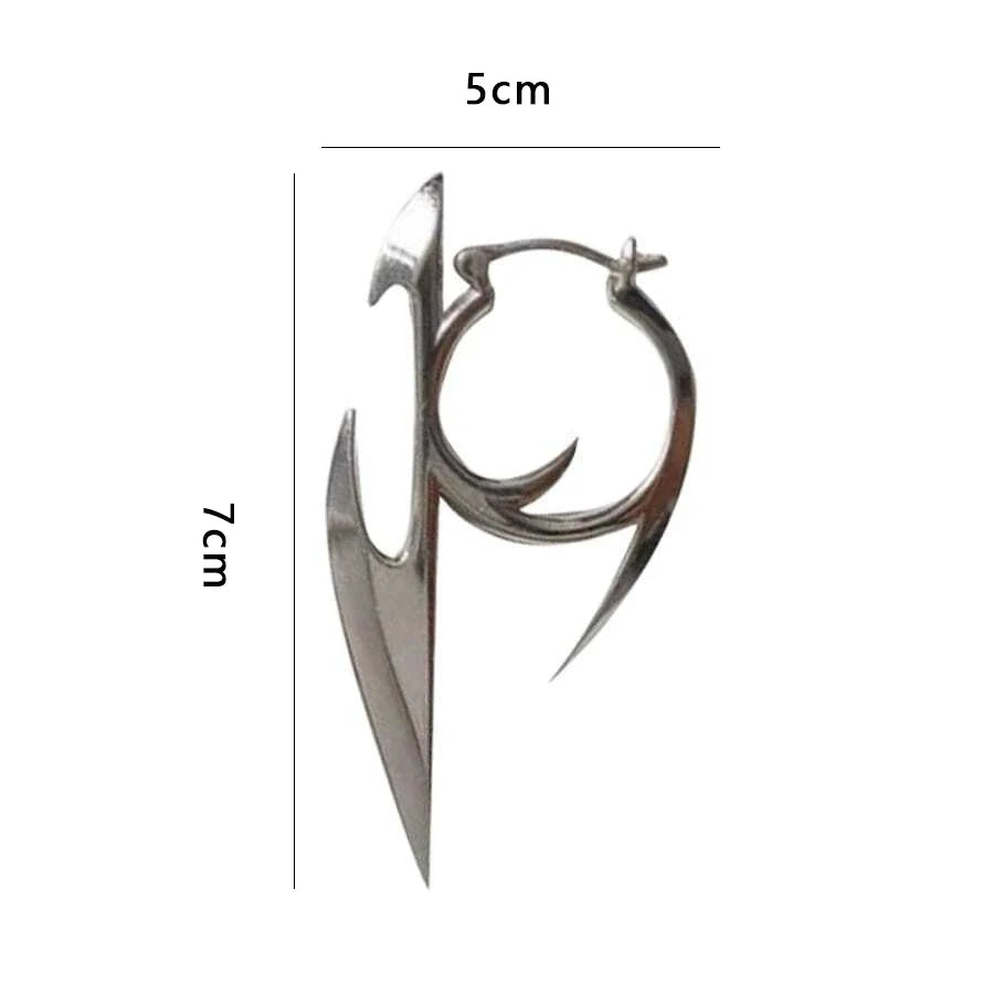 Obega Cyberpunk Spike Hoop Earrings | Unisex Punk Jewelry for Men and Women close-up view