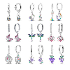 Silver Wine Cup Butterfly Women Earrings Brilliant Wedding Engagement Star Earrings Jewelry Gift