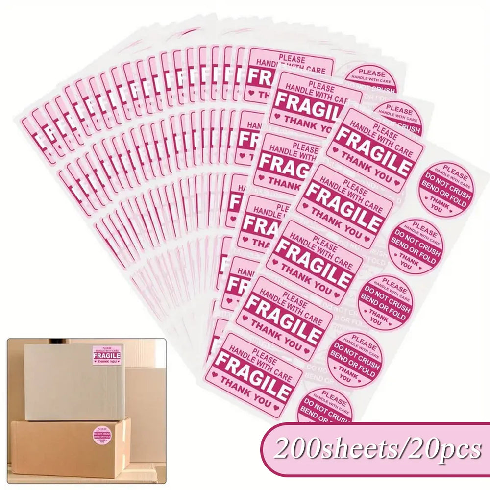 Fragile Handle with Care Stickers | No Folding Adhesive Labels for Mailing Envelopes and detail view
