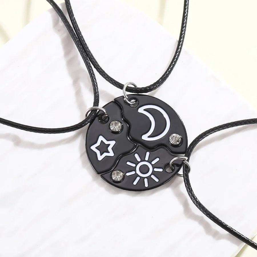 Elviragirl 3Pcs/set Sun Moon Star Pendant Necklace for Girl Kids Friendship BFF Nec additional angle