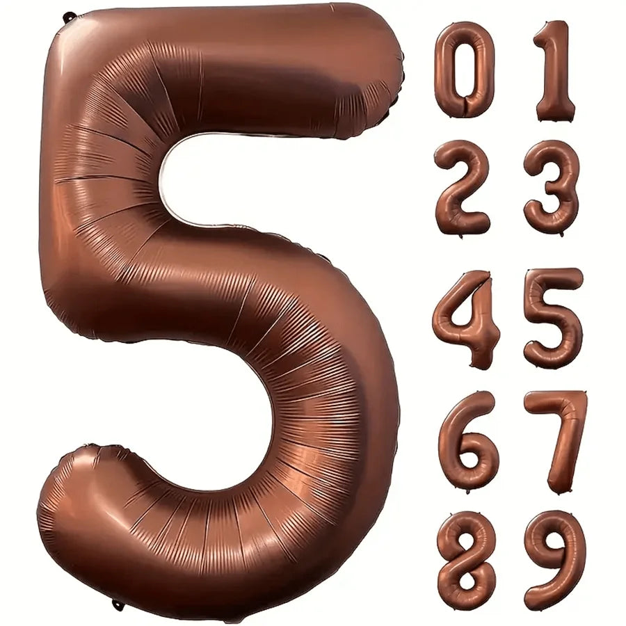Foil Number Balloons 40 Inch | Brown Birthday Party Decor additional angle