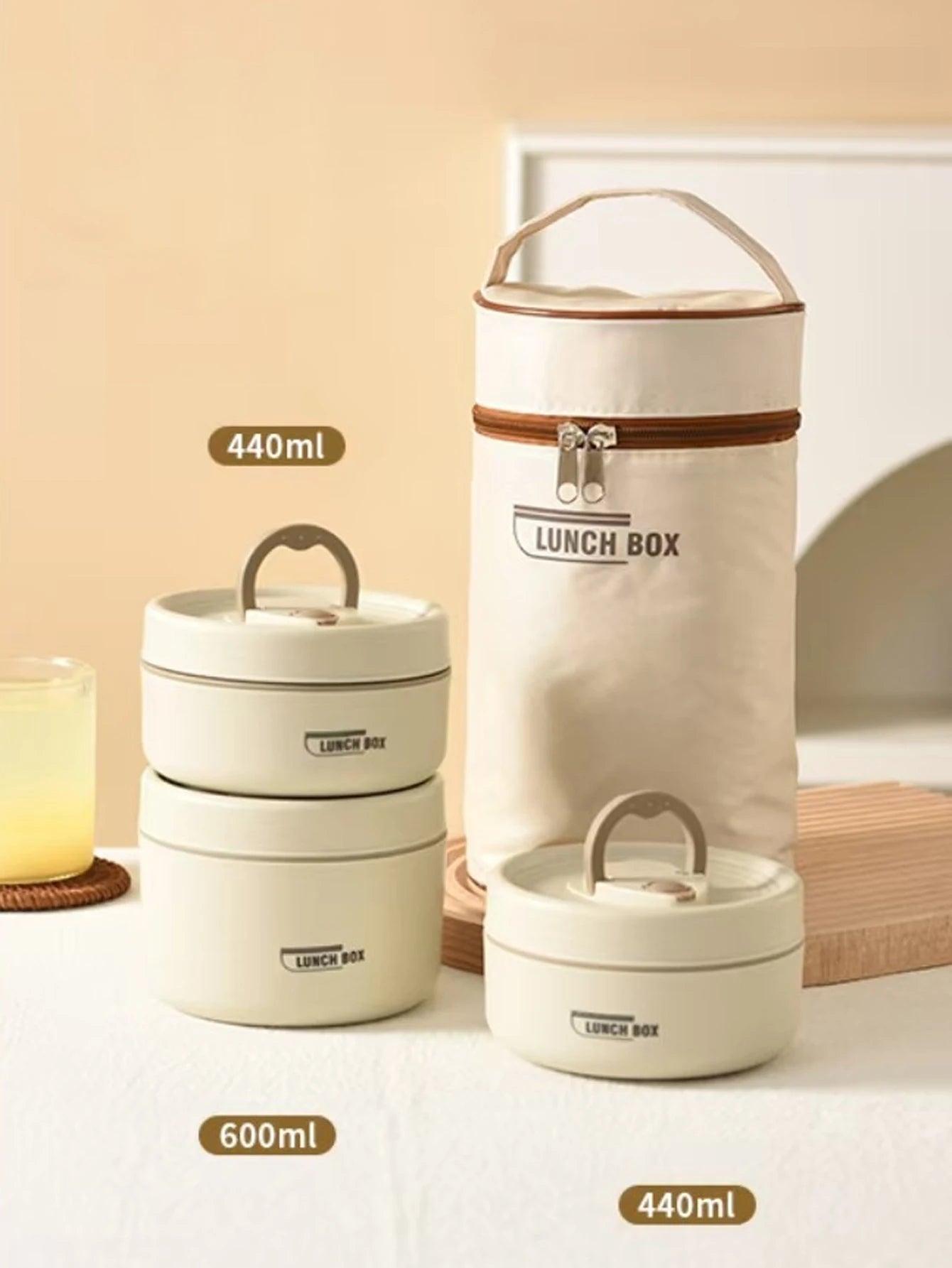 Portable Insulated Food Lunch Container Set | Thermal Lunch Box with Stackable Bowls alternate view