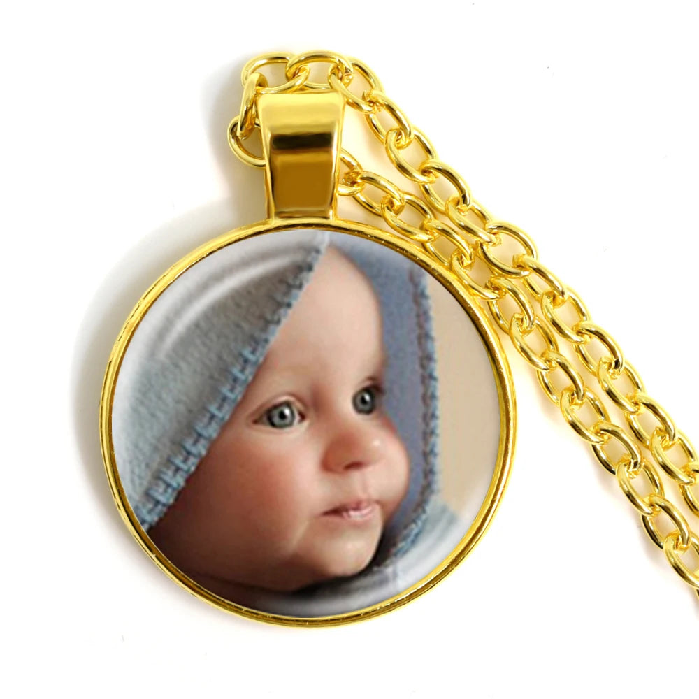 Personalized Photo Necklace | Custom Glass Pendant Gift for Family alternate view