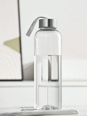 1 PC 600ML Transparent Water Bottle with Carrying Strap, Daily Direct Drinking Cup