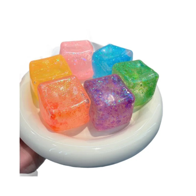 New Ice Cube Shaped Fidget Toy Square Stress Relief Ball Squishy Squeeze Anxiety ADHD alternate view