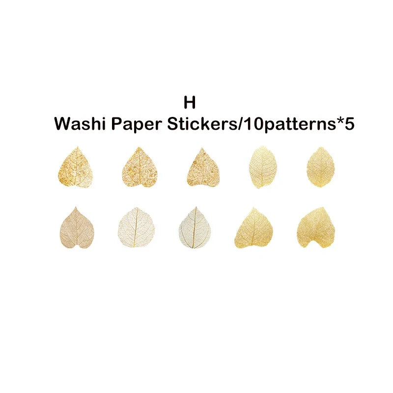 Leaf Washi Paper Stickers | 50-Pack DIY Scrapbooking Decor alternate view