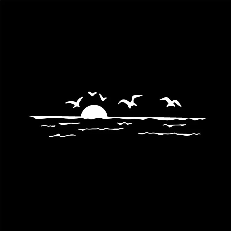 Sunset Over Ocean Scene RV Camper Decal | Beach Sunset Vinyl Sticker for Car Window L alternate view