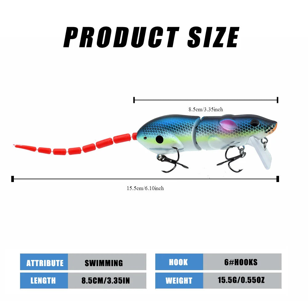 15.5CM Mouse Lure Artificial Plastic Mouse Fishing Lure Swimbait Rat Pike Bass Minnow lifestyle view
