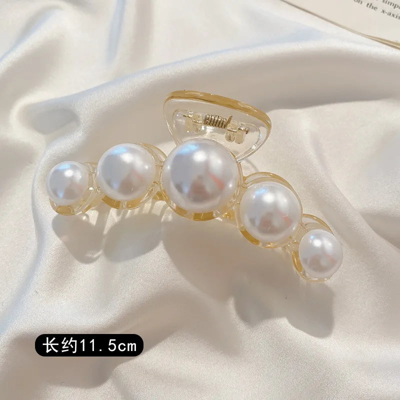 Simulated Pearl Hair Claws for Women Korean Acrylic Hair Clips Girls Large Size Barre alternate view