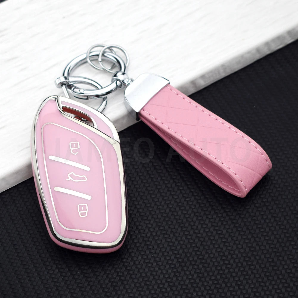 Soft TPU Car Key Case Cover Fob For MG ZS EV MG4 HS EHS MG5 MG6 MG3 MG7 GT ZX For R additional angle
