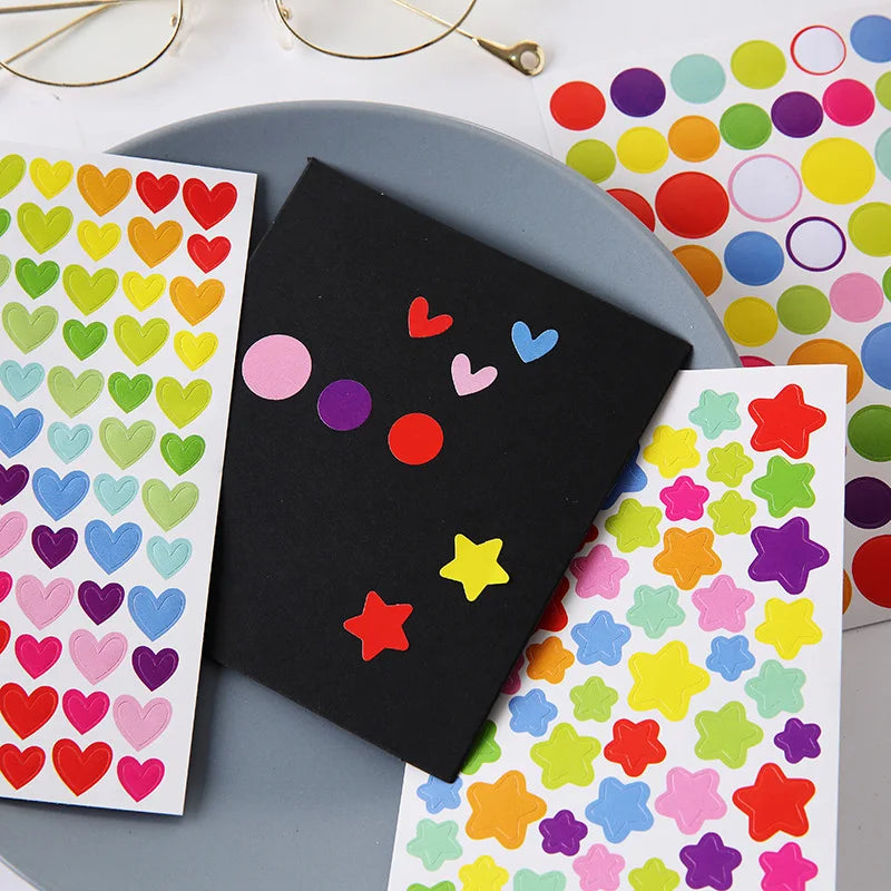 6 Sheets Colorful Sticker Set | Self-adhesive Letters, Numbers, Stars, Hearts, Dots for detail view