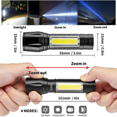 Portable Zoomable Strong LED Flashlight | Rechargeable Mini Torch for Camping and Eme alternate view