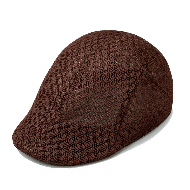 Breathable Mesh Beret Hat for Summer | Unisex Newsboy Flat Cap additional angle