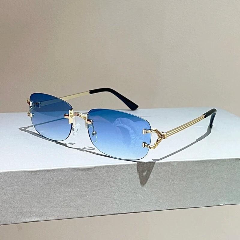 Rimless Square Sunglasses | Vintage Gradient UV400 Shades lifestyle view