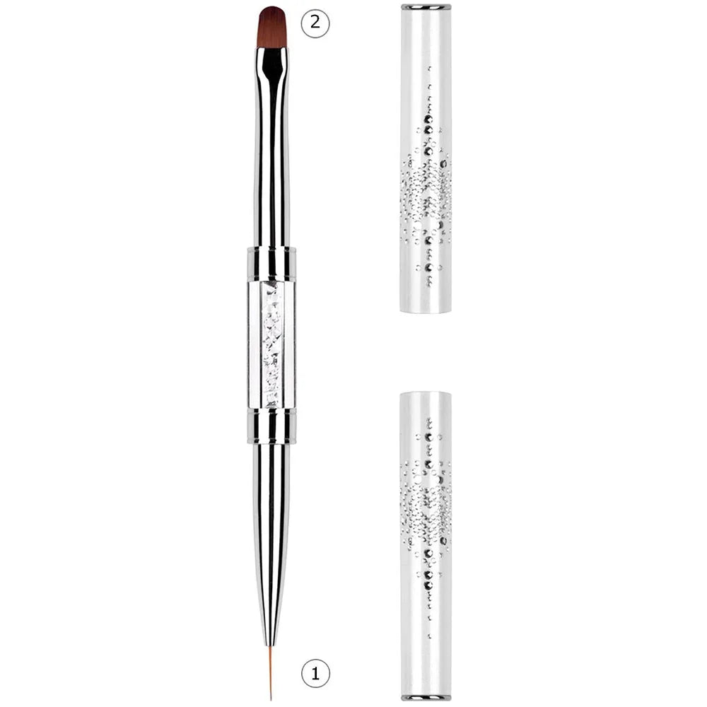 Dual-Ended Hard Nail Art Brush Builder Gel Rhinestone Handle French Tip for Manicure lifestyle view