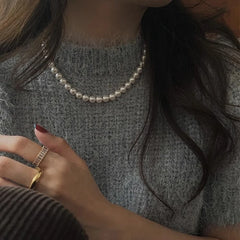 Taoya Imitation Pearl Beaded Necklace | Classic Fashion Jewelry for Women close-up view