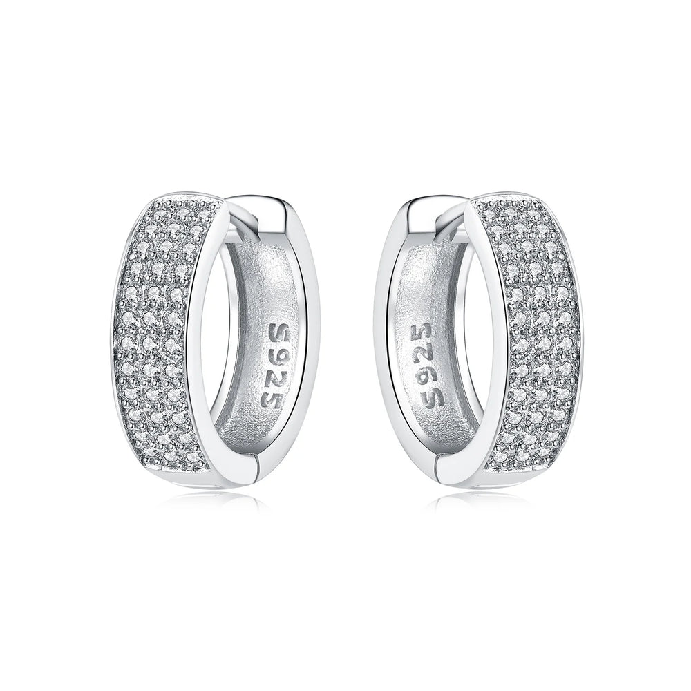 Orstarry S925 Sterling Silver Square Chain With Stone Inlaid Earrings Hoop Earrings F alternate view