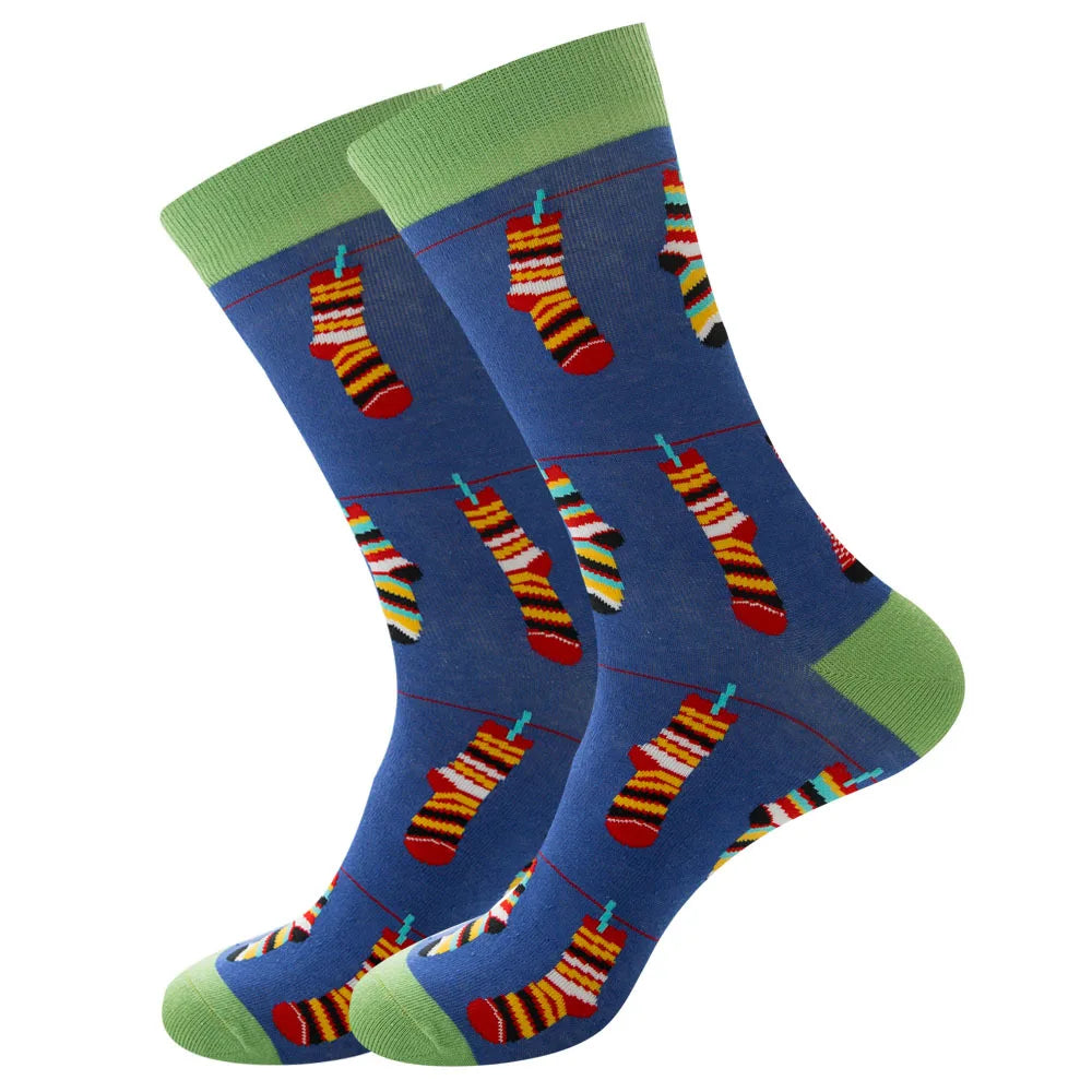 New Happy Mens Socks Women Novelty Cartoon Sock Combed Cotton Funny Men's Big Size Crew detail view