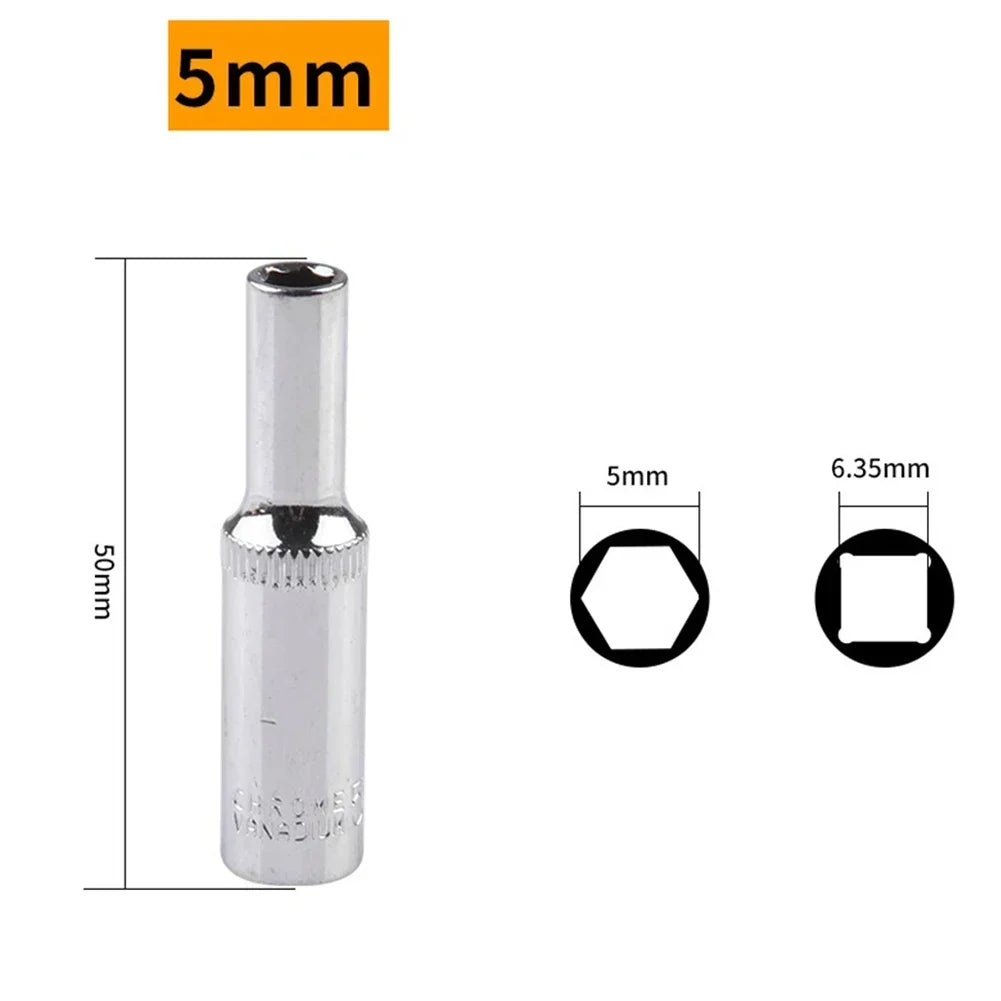 1/4 Hex Drive Deep Socket Adapter Set | Chrome Vanadium Steel Impact Socket Wrench lifestyle view