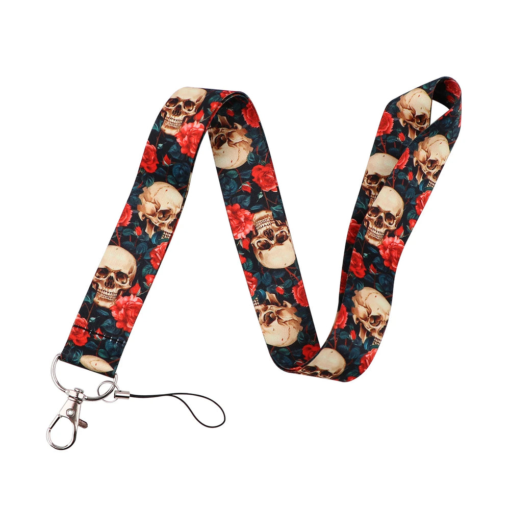 Human Skeleton Lanyard Card Holder Neck Strap for key ID Card Phone Straps Badge Holde close-up view