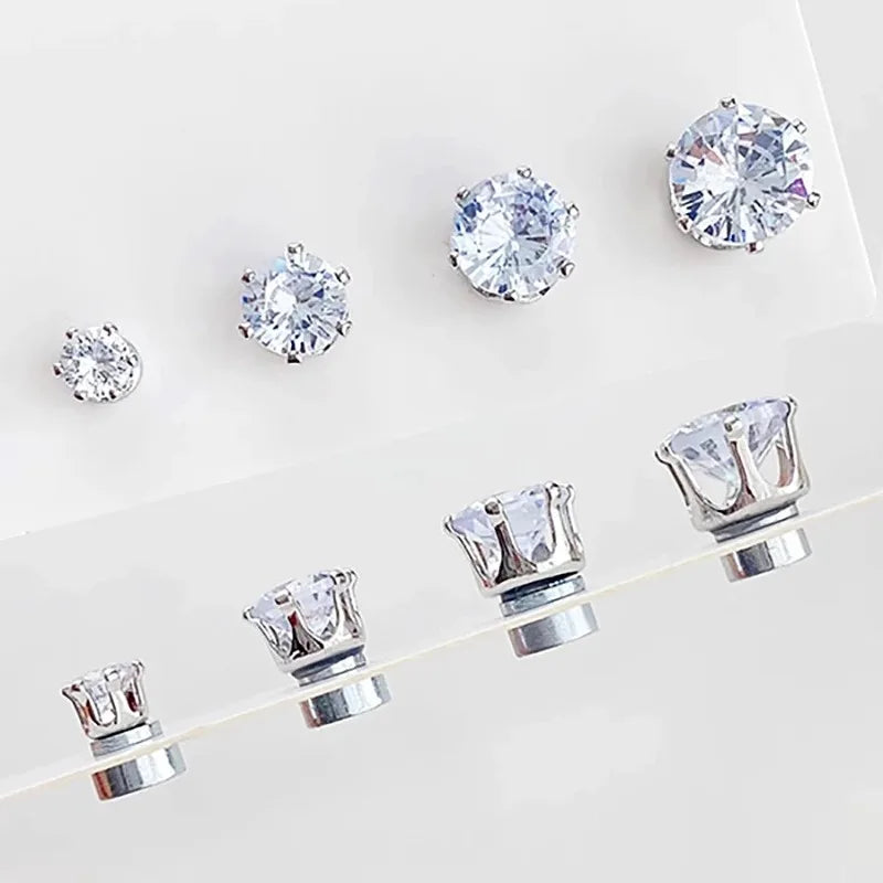 1/2pcs Simple Magnetic Earrings Ear Clips for Men Women, Stud Earring Zircon Ear Bone lifestyle view