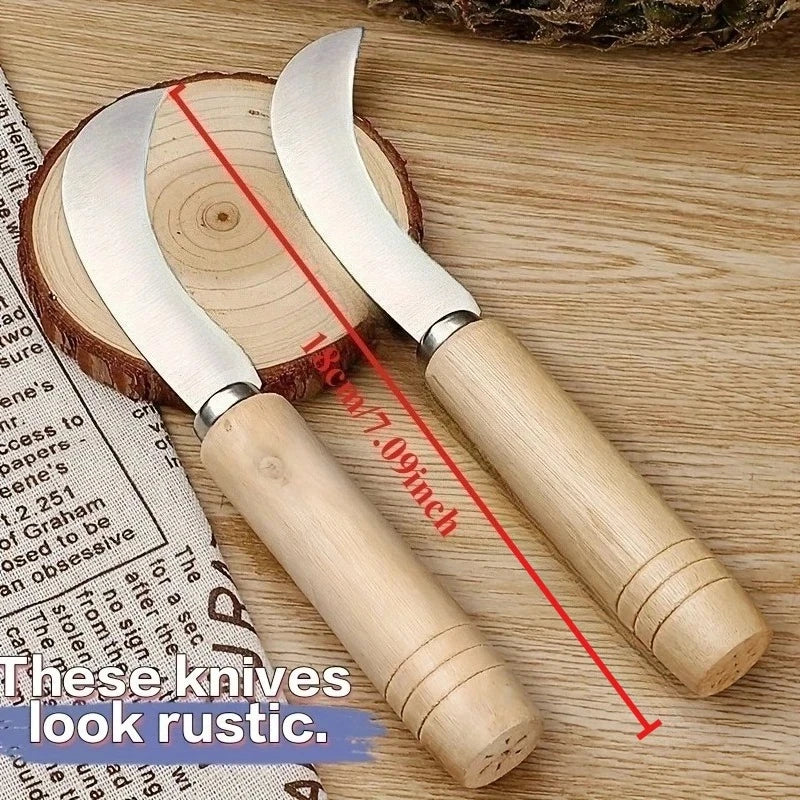 Curved Stainless Steel Weeding Tool with Wooden Handle | 2-in-1 Garden Tool for Outdo lifestyle view