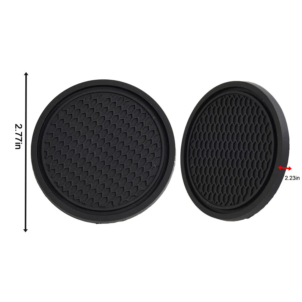 Black Car Cup Holder Coasters 2 Pcs Anti Slip additional angle