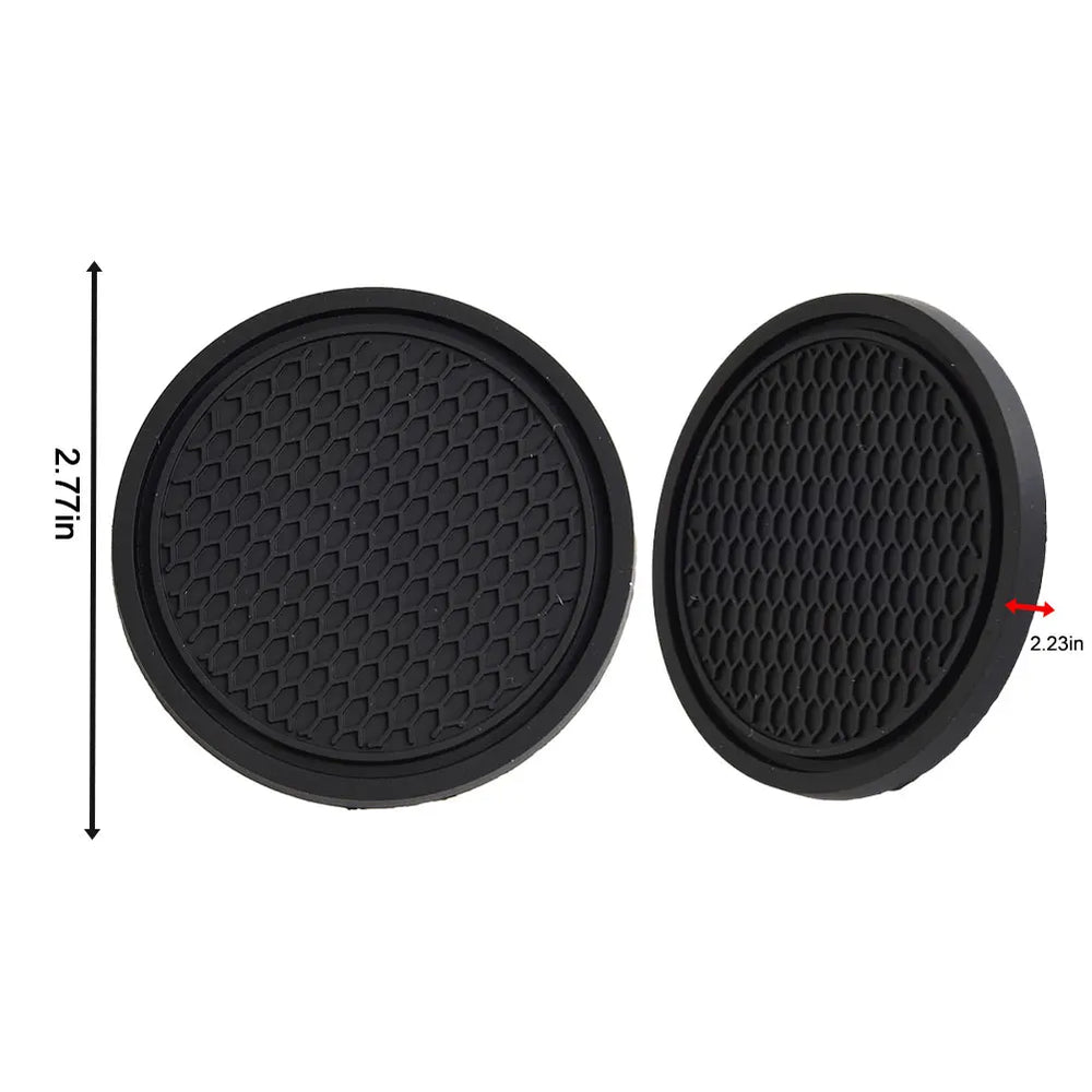 Black Car Cup Holder Coasters 2 Pcs Anti Slip additional angle