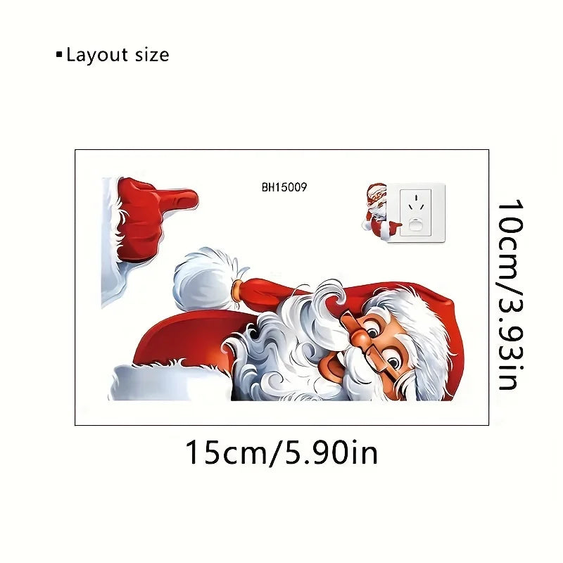 Santa Claus and Snowman Christmas Switch Sticker | Festive Self-Adhesive Wall Decal alternate view