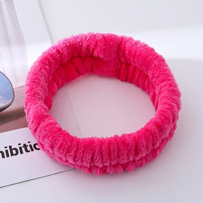 Soft Coral Fleece Headband Women Makeup Wash Face Spa Elastic Hair Band Fashion Female Girls Hair Accessories Wrist Washband