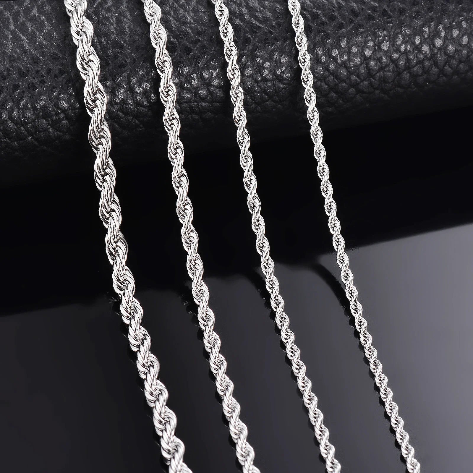 1 piece 925 sterling silver Width 2mm/3mm/4mm Rope Chain Necklace/Bracelet For Men Women Man Fashion