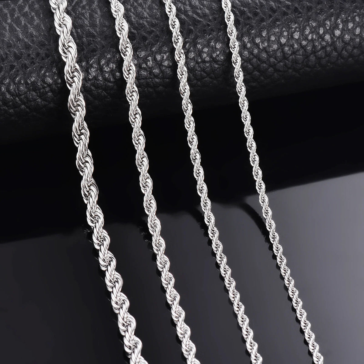1 piece 925 sterling silver Width 2mm/3mm/4mm Rope Chain Necklace/Bracelet For Men Women Man Fashion