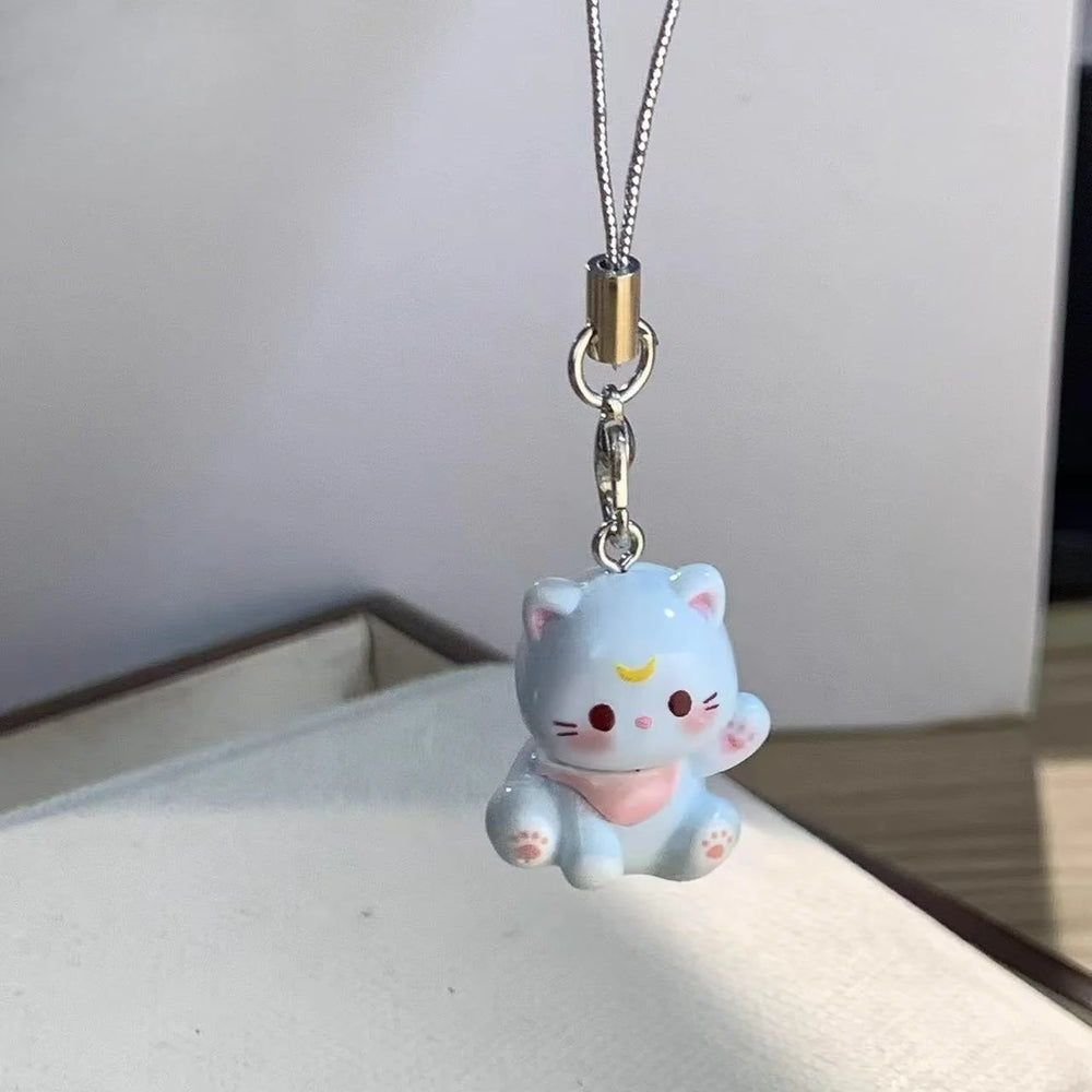 3D Cartoon Resin Cat Keychain Phone Chain Student Bag Charm Pendant Anti Lost Phone L alternate view