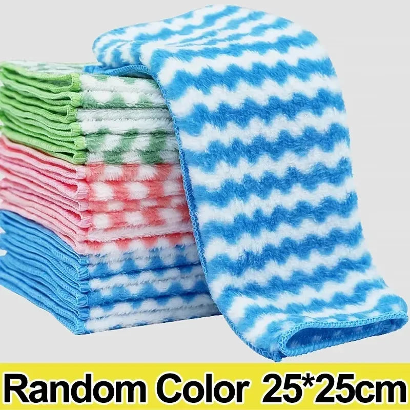5/10/20pcs Kitchen Towel Ultra-fine Fiber Light Gray Cleaning Cloth Set Absorbent S additional angle
