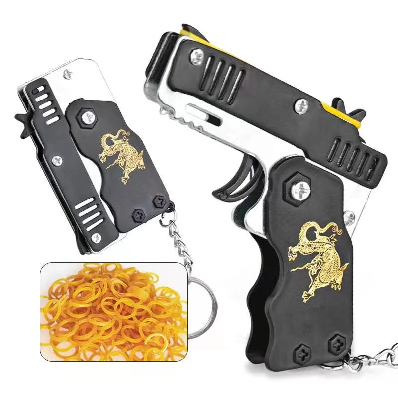 Folding Rubber Band Toy Gun | Elastic Pistol for Kids Outdoor Play additional angle