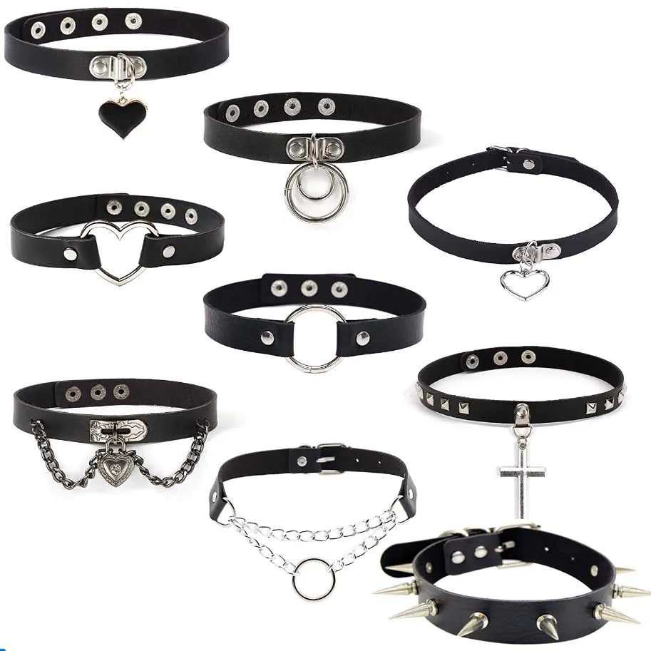 Pink Harajuku Gothic Spike Rivet Star Necklaces Collares Hip Hop Rock Black Bowknot additional angle