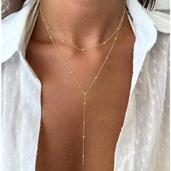 Stainless Steel Lariat Necklace Gold Plated, Dainty Long Necklace Laryered Necklaces For Women Girls